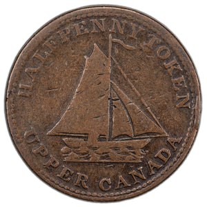 SOLD Upper Canada 1833 1/2 Half Penny Token UC-12A2 Breton #730