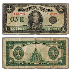 SOLD $1 1923 Dominion of Canada Note Black Seal DC-25o