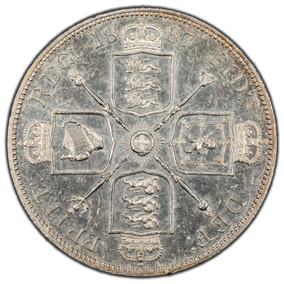 SOLD Great Britain 1887 2 Double Florin Silver Coin KM #763 - Cleaned