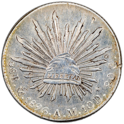Mexico 1896 Mo AM 8 Reales Silver Coin - Cleaned