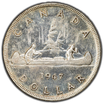 SOLD Canada 1947 Blunt 7 $1 Silver Dollar Coin - EF/AU