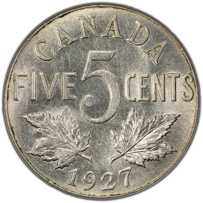 Canada 1927 5 Cents Nickel Coin - EF/AU