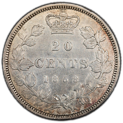 SOLD Canada 1858 20 Cents Silver Coin One Year Type! - Cleaned