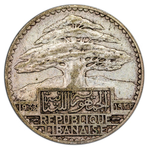 SOLD Lebanon 1933 50 Piastres Silver Coin
