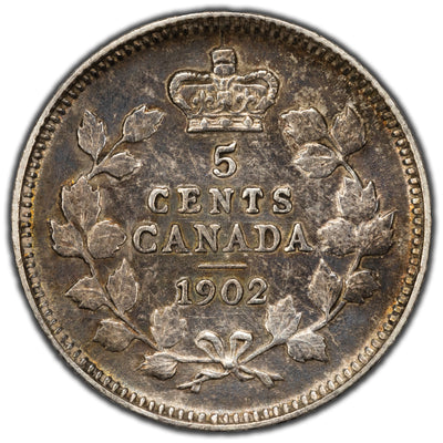 SOLD Canada 1902 5 Cents Silver Coin - Old Cleaning