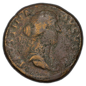 SOLD Ancient Rome AD 154-7 Faustina Under Antoninus Pius Sestertius Coin RIC #1368