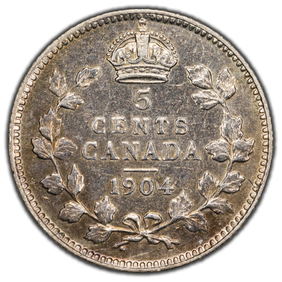 SOLD Canada 1904 5 Cents Silver Coin - Cleaned