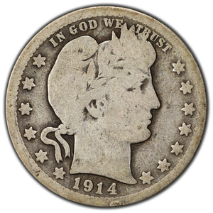 SOLD United States 1914 25 Cents Barber Quarter Silver Coin