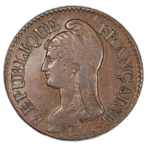 SOLD France Year 8 (1799) Bordeaux 5 Centimes Coin