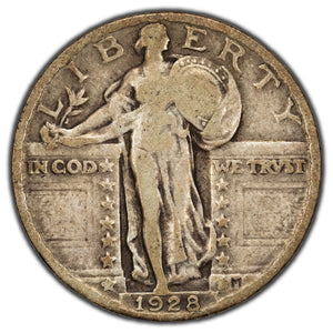 United States 1928 25 Cents Standing Liberty Quarter Silver Coin