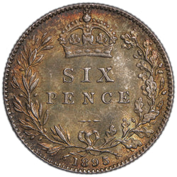 Great Britain 1895 6d Sixpence Silver Coin - Choice Uncirculated