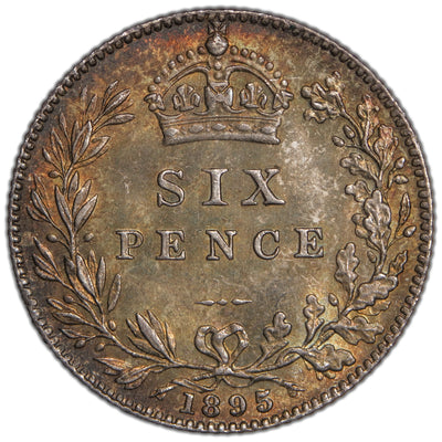 Great Britain 1895 6d Sixpence Silver Coin - Choice Uncirculated