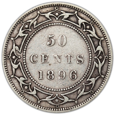 SOLD Newfoundland 1896 Obv. 2 50 Cents Half Dollar Silver Coin - VF-20