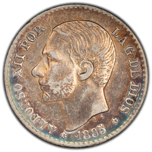 SOLD Spain 1885 50 Centimos SIlver Coin - Cleaned