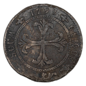 SOLD Swiss Cantons Neuchatel 1793 4 Kreuzer Coin