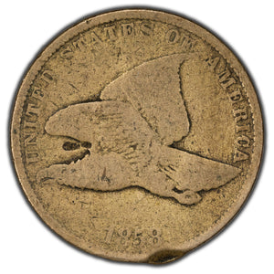 SOLD United States 1858 1 Cent Flying Eagle Cent Coin - Rim Hit