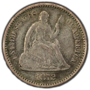 SOLD United States 1872 5 Cents Seated Liberty Half Dime Silver Coin