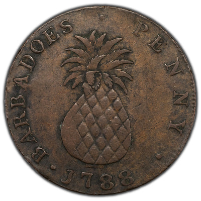 SOLD Barbados 1788 1 One Penny Coin KM #tn8