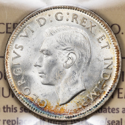 SOLD Canada 1939 25 Cents Quarter Silver Coin - ICCS MS-65