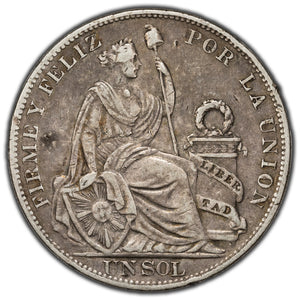 SOLD Peru 1896 F Sol Silver Coin KM #196.26