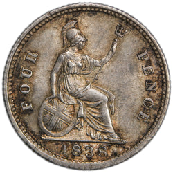 Great Britain 1838 4d Fourpence Silver Coin
