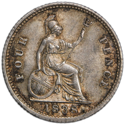 Great Britain 1838 4d Fourpence Silver Coin