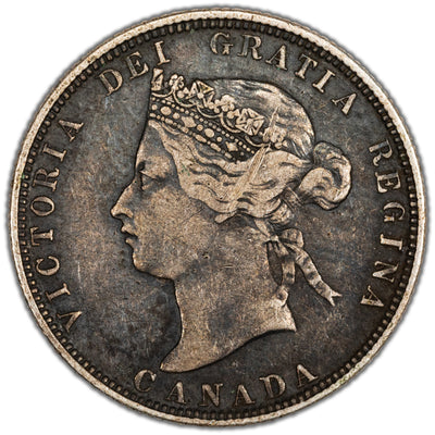 Canada 1881 H 25 Cents Quarter Silver Coin - VF (scratch)