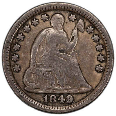 United States 1849/6 Overdate 5 Cents Seated Liberty Half Dime Silver Coin