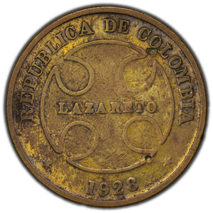 SOLD Columbia 1928 Lazareto Lepar Colony 50 Centavos Coin KM #L14