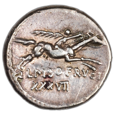 Ancient Rome Republic 90 BC L. Calpurnius Piso Frugi AR Denarius 3.76g Syd #663e