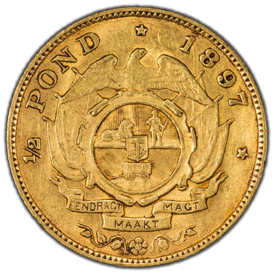 SOLD South Africa 1897 1/2 Half Pond Gold Coin