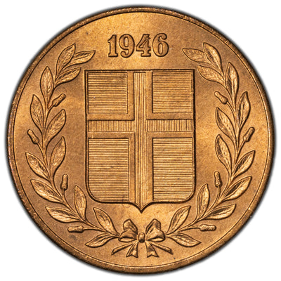 Iceland 1946 5 Aurar Coin KM #9