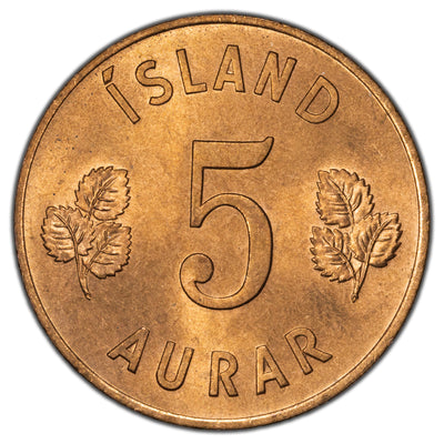 Iceland 1946 5 Aurar Coin KM #9