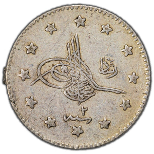 SOLD Turkey Ottoman Empire AH1327 (1910) One Kuru Silver Coin KM #748 - Ex. Jewellery