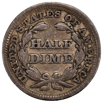 United States 1849/6 Overdate 5 Cents Seated Liberty Half Dime Silver Coin