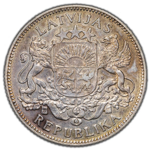 SOLD Latvia 1924 One Lats Silver Coin KM #7