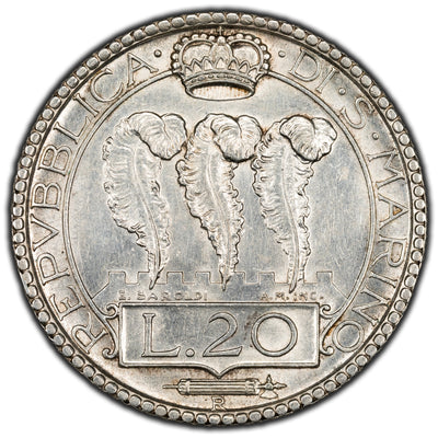 SOLD San Marino 1935 5 Lire Silver Coin KM #9