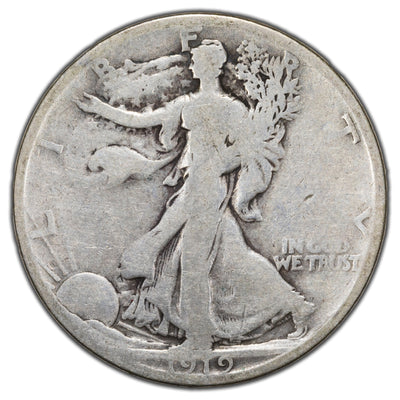 United States 1919-S 50 Cents Walking Liberty Half Dollar Silver Coin - Rim Hit