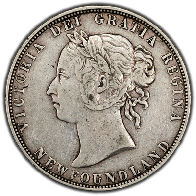 Newfoundland 1899 Wide 9's 50 Cents Half Dollar Silver Coin - VF+