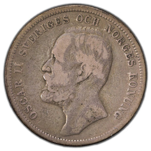 SOLD Sweden 1890 One Krona Silver Coin KM #760