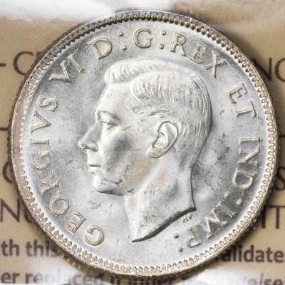SOLD Canada 1940 25 Cents Quarter Silver Coin - ICCS MS-65