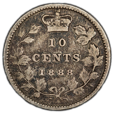 Canada 1888 10 Cents Dime Silver Coin - VG