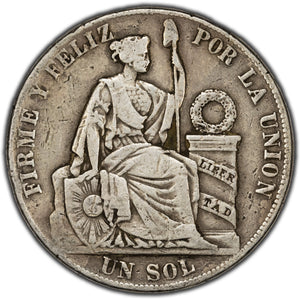 SOLD Peru 1887 TF 1 Sol Silver Coin KM #196.22
