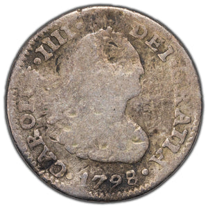SOLD Mexico 1798 Mo-FM 1/2 Real Silver Coin KM #72 - Damaged