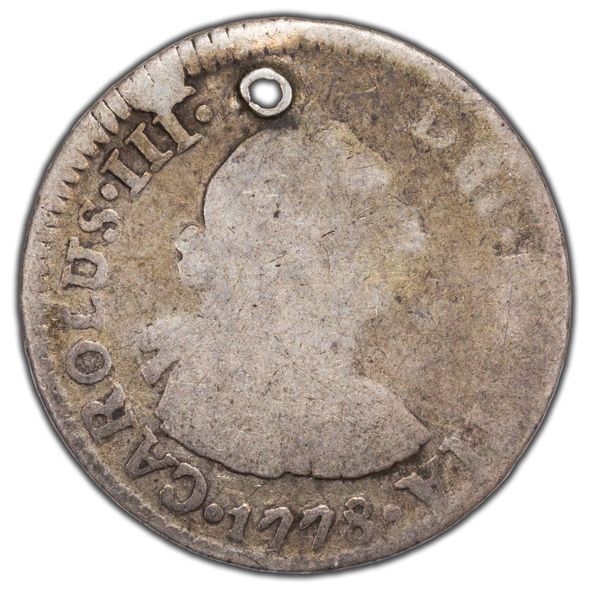 SOLD Spanish Colonial 1778 1/2 Real Silver Coin MM + Assayer Not Visib ...