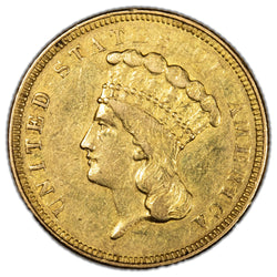 United States 1854-O $3 Three Dollar Indian Princess Gold Coin