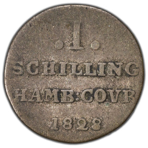 SOLD Germany Hamburg 1828 1 Schilling Silver Coin KM #546
