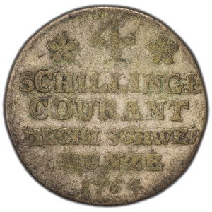 Germany Mecklenburg-Schwerin 1764 4 Schilling Silver Coin KM #206