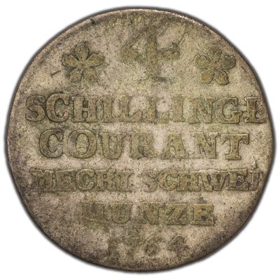 Germany Mecklenburg-Schwerin 1764 4 Schilling Silver Coin KM #206