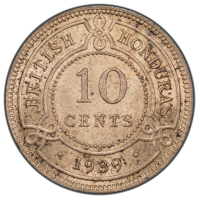 SOLD British Honduras 1939 10 Cents Silver Coin KM #23